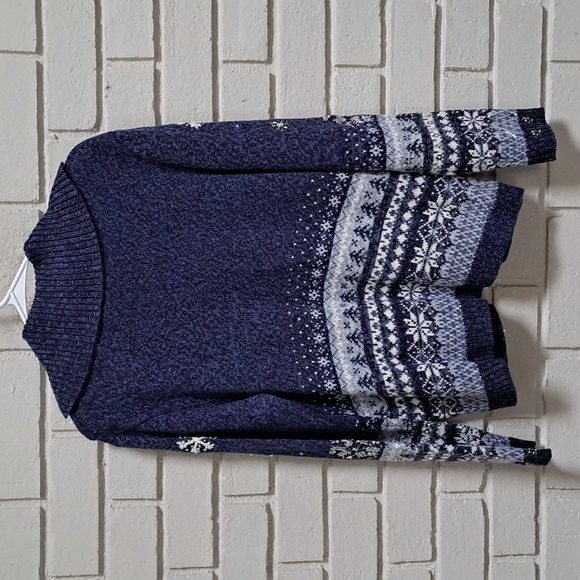 Tiara International Blue Heathered Beaded/Gem Christmas Zip-Up Sweater. Sz Large - Picture 7 of 9